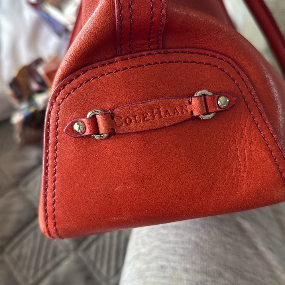 Cole Haan Red Leather Tote Bag